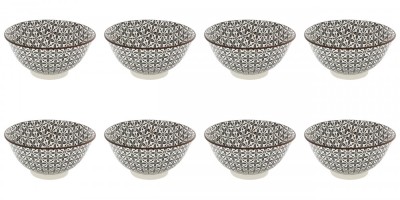 Set boluri, 8 piese, 690 ml, Portelan, Negru foto