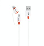 Cablu USB Skross Essentials Line 2 in 1 cu conector micro USB - lightning alb 1m