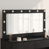 vidaXL Oglindă de toaletă cu lumini LED Negru Stejar 100x55x18 cm