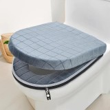 Set huse plus din 2 piese pentru colac WC si capac WC, cu fermoar si gaica, gri