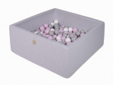 Cumpara ieftin Piscina uscata cu 200 de bile (roz pastel, gri, alb) MeowBaby , 90x90x40 cm, Gri