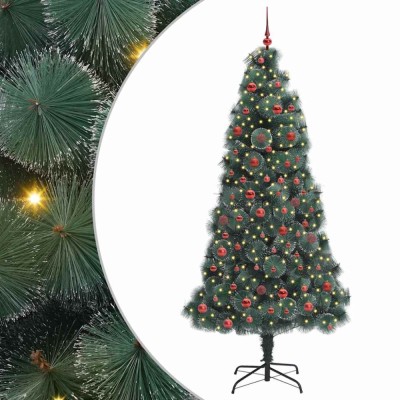 vidaXL Brad de Crăciun artificial pre-iluminat cu set de bile 210 cm 3396178 foto