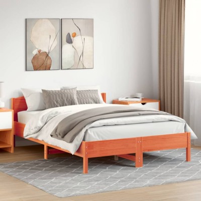 vidaXL Cadru de pat fără saltea, maro ceruit 150x200 cm lemn masiv pin 3216199 foto