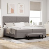 VidaXL Pat cu arcuri cu saltea și bancă taupe 200x200 cm Țesătură