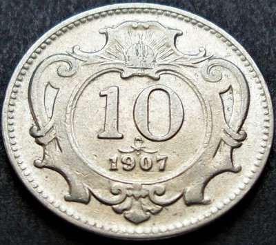 Moneda istorica 10 HELLER - AUSTRIA / Austro-Ungaria, anul 1907 *cod 1658 A foto