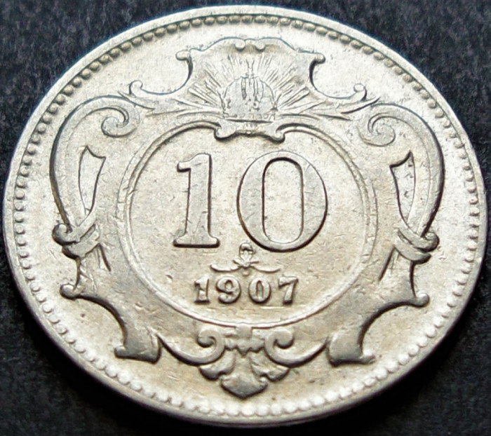 Moneda istorica 10 HELLER - AUSTRIA / Austro-Ungaria, anul 1907 *cod 1658 A