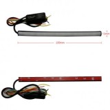 Banda LED DRL 30cm cu Semnalizare Dinamica si Flash, 12V, Lumina Alba/Galbena - Lumini de Zi Auto