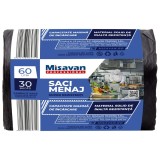 Saci menajeri / gunoi, super rezistenti, negru, 60 L, 30 buc