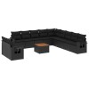 Set canapele de gradina, 12 piese, cu perne, negru, poliratan