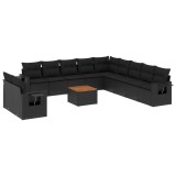Cumpara ieftin Set canapele de gradina, 12 piese, cu perne, negru, poliratan