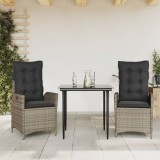 vidaXL Set mobilier de grădină cu perne, 3 piese, gri, poliratan 3213214