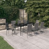 VidaXL Set mobilier de grădină, 9 piese, gri și negru