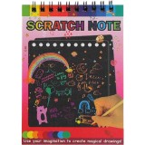 Caiet cu fise razuibile flippy, diy magic scratch, 12 file, curcubeu, creion din lemn, cartonase negre, 14 x 10 cm, rosu