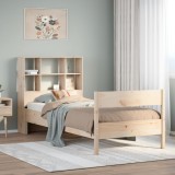 VidaXL Pat cu bibliotecă fără saltea, 90x200 cm, lemn masiv pin