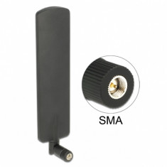 Antena LTE rotabila omnidirectionala SMA plug 2 dBi neagra, Delock 89604