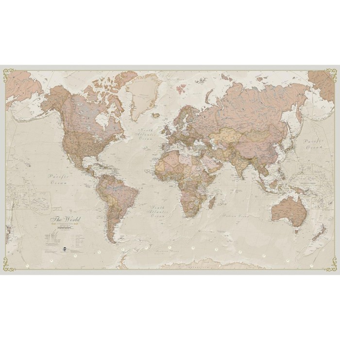 Harta lumii mare, stil antic, laminata 46 x 80 cm - CN