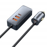 &Icirc;ncărcător De Mașină Baseus Share Together 2x USB / 2x USB Tip C 120W PPS Quick Charge Power Delivery Gri (CCBT-A0G)