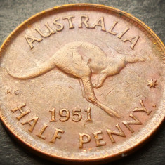 Moneda exotica HALF PENNY - AUSTRALIA, anul 1951 * cod 4369