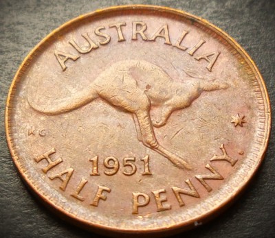 Moneda exotica HALF PENNY - AUSTRALIA, anul 1951 * cod 4369 foto