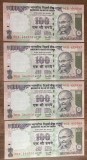 B11 22 - Bancnota foarte veche - India - 100 rupii - 2006 - patru bancnote serii consecutive