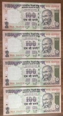 B11 23 - Bancnota foarte veche - India - 100 rupii - 2006 - patru bancnote serii consecutive