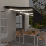 vidaXL Copertină automată cu stor senzor v&acirc;nt LED, antracit, 6x3 m 3069494