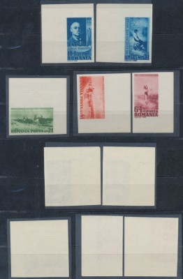 Romania 1938 Nicolae Grigorescu serie nedantelata MNH 5 timbre colt de coala, tiraj 200 serii, doar cate 8 colturi de coala au existat foto