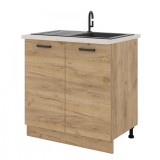 Masca Chiuveta Baie 80cm Stejar Auriu, 2 Usi, MP Vio, PAL Melaminat, Corp Inferior Bucatarie, 80x60x85 cm