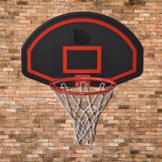 HOMCOM Cos de Baschet de Perete cu Panou, Plasa din Nylon si Cos din Metal, 71x45x47cm, Rosu si Negru foto