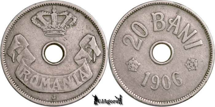 1906 J, 20 Bani - Carol I - Regatul Rom&acirc;niei | KM 33