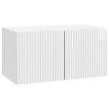 vidaXL Oglindă TV montată pe perete Alb foarte lucios Lemn prelucrat 898539