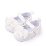 Pantofiori albi cu floricele din tulle aplicate (Marime Disponibila: 6-9 luni