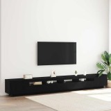 Cabinet TV vidaXL cu lumini LED, Stejar negru, 300x35x40 cm, Lemn compozit