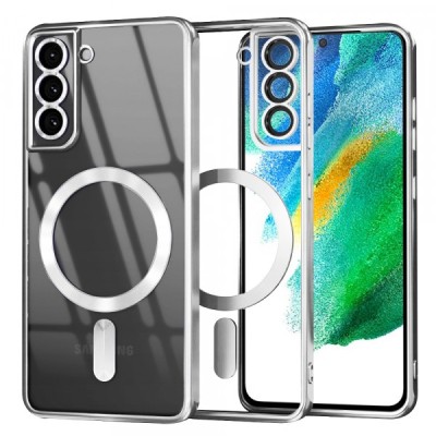 Husa MagSafe pentru Samsung Galaxy S21 FE 5G G990, Techsuit, Luxury Crystal, Argintie foto