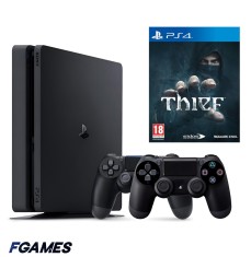 Consola Sony Playstation 4 Slim Ps4 1tb + Doua Controllere + Thief PlayStation 4, Second-Hand
