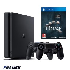 Consola Sony Playstation 4 Slim Ps4 500gb + Doua Controllere + Thief PlayStation 4, Second-Hand