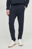 BOSS Orange pantaloni de trening din bumbac culoare albastru melange