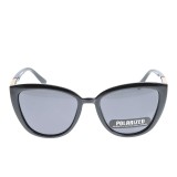 Ochelari de soare cu rama neagra patratoasa si brate cu insertii aurii