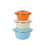 Set 3 Caserole Termice Heinner Belly Blue, 2L, 4L, 6L, Inox, Plastic, Rotunde, Izolare Termica 3-4h