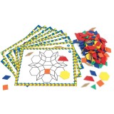 Set educativ mozaic cu forme geometrice si carduri, 124 piese, Learning Resources