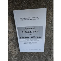 Rivista di LITITRATURĂ shi STUDII ARM&Acirc;NI - Tiberius Cunia/Anul II, NR.1