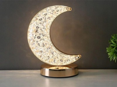 Lampă Decorativă LED Semilună Elegantă cu Efect de Cristal - Lumină Ambientală Caldă foto
