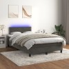VidaXL Pat cu arcuri, saltea și LED, gri &icirc;nchis, 120x200 cm, catifea 3134334