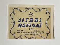 Eticheta comunista ALCOOL RAFINAT 72 grade