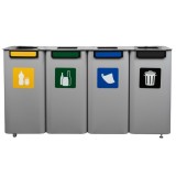 Cos gunoi pentru colectare selectiva 4x70l, sticla, hartie, plastic, deseuri mixte, gri, PowerX