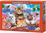 Puzzle 500 piese Kittens with Flowers, castorland