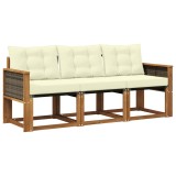 vidaXL Set de canapele de exterior cu pernă 3 pcs Natural și Crem 3381738