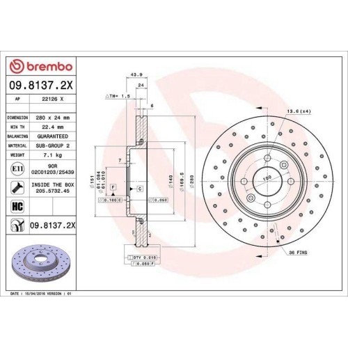Set disc frana Dacia Dokker Express Box 11.12-, Dokker Mpv (Ke) 11.12-, Lodgy (Js) 03.12-; Renault Captur I (J5 H5) 06.13-, Clio 2 (Bb Cb) 03.98-12.1