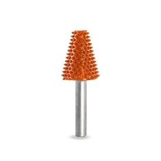 Biax sculptura lemn SABURR Cap conic taiat-19 mm tija 6 mm, Granulatie Saburr FOARTE ASPRA - PORTOCALIE