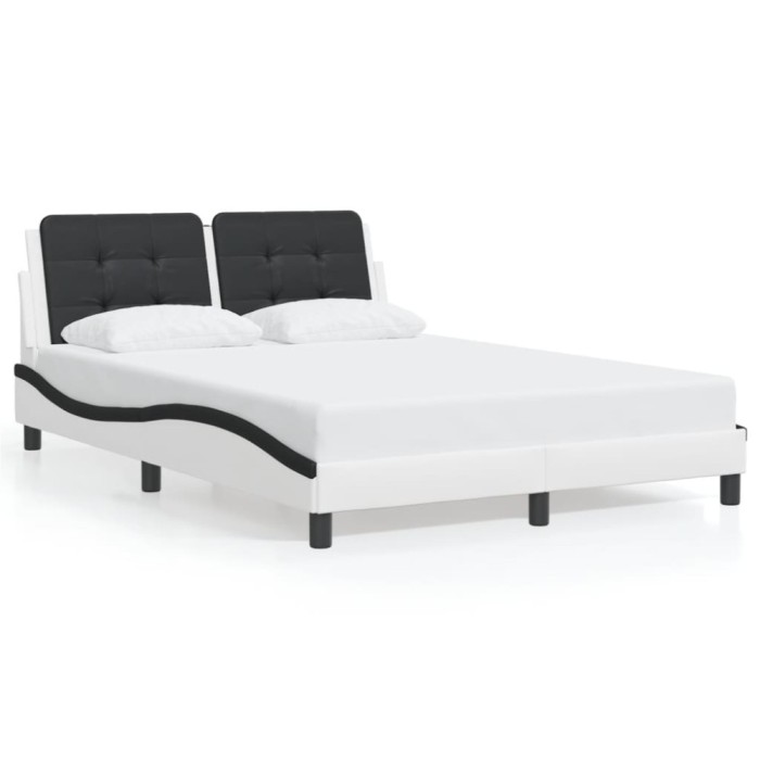 Cadru de pat fara saltea, Zadar, alb si negru,140x190cm, piele ecologica
